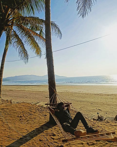 The beach has golden sands